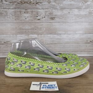 Keds Womens Eleanor Green Striped Kuala Bear Print Slip On Casual Flats Size 8.5